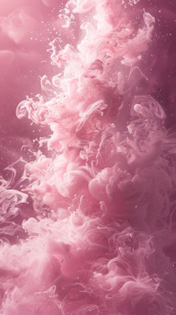 A captivating pink cloud of smoke elegantly ascends in water, creating a whimsical and surreal abstract view. The mysterious beauty in this scene is truly enchanting and mesmerizing. Phone wallpaperの素材