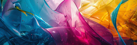 The art piece impressively displays swirling waves, creating a dynamic and abstract presentation with energy and creativity. It symbolizes a lively and colorful essence with fluid motionの素材