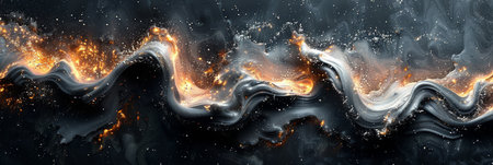 A captivating abstract visual featuring swirling smoke patterns with hints of golden accents, creating an ethereal and mystical ambiance, perfect for conceptual and artistic projects.の素材