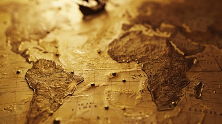 Explore the stunning details of a vintage world map, perfect for history buffs and those intrigued by the art of ancient cartography. Ideal for educational purposes and decor enthusiastsの素材