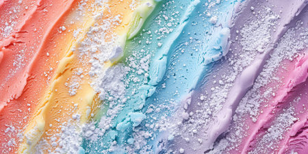 Colorful rainbow ice cream is a whimsical treat with vibrant colors, inviting everyone to enjoy its tempting flavors. Sweet, creamy, perfect for summer and sure to brighten any dayの素材