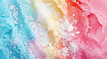 Colorful rainbow ice cream is a whimsical treat with vibrant colors, inviting everyone to enjoy its tempting flavors. Sweet, creamy, perfect for summer and sure to brighten any dayの素材
