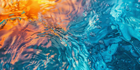 Mesmerizing and dynamic abstract water ripples in vibrant blue and orange hues create a captivating textureの素材