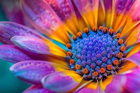A stunning flower with detailed petals and bright colors in a closeup shot, showcasing its beauty and intricacyの素材