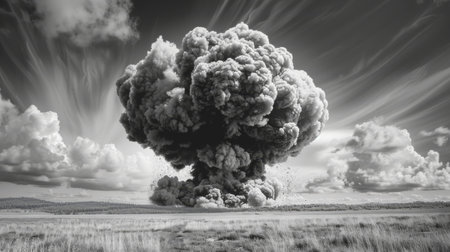 Test site. Explosion of an atomic bomb. People are still suffering in some countries. High quality photoの素材