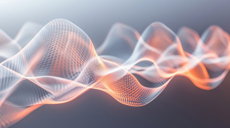 Digital illustration of sound waves on gradient background, portraying abstract and futuristic...
