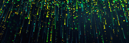 Abstract green and yellow digital lines with a matrixlike aesthetic, perfect for tech and data...