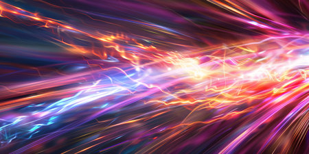 Dynamic abstract light streaks in vibrant colors ideal for modern design, delivering a visual feast