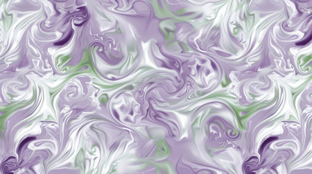A vibrant abstract background with swirling purple, white, and green marble textures and wavy...