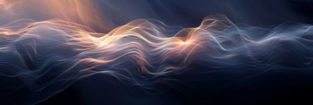 Ethereal abstract lines, dynamic light, flowing motion create captivating visual effects with...