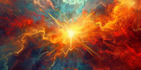 Captivating abstract representation of a cosmic explosion filled with vibrant energy and vivid...