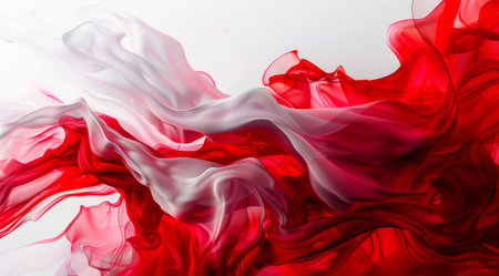 A stunning abstract artwork showcasing flowing red and white fabrics, conveying elegance and movement.の素材