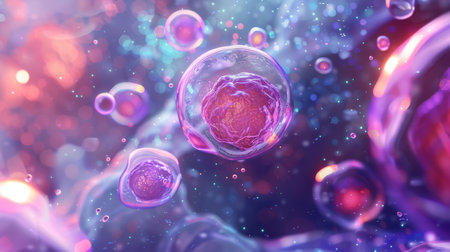 Explore a highresolution image featuring abstract, vibrant colors and intricate details of microscopic cellsの素材