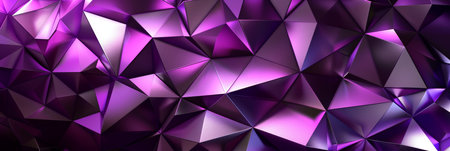 A striking and vibrant abstract background design that features shiny geometric shapes and triangles in purpleの素材