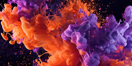 A stunning and vibrant, colorful ink cloud is creating a breathtaking and dramatic visual effect that captivatesの素材