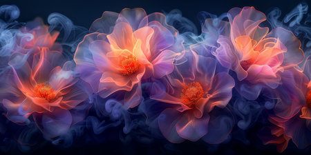 A truly stunning and vibrant arrangement of beautifully abstract flowers in soft shades, creating an ethereal ambianceの素材