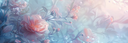 This beautiful floral design features soft pink and blue hues that are ideal for creating calming and soothing visualsの素材