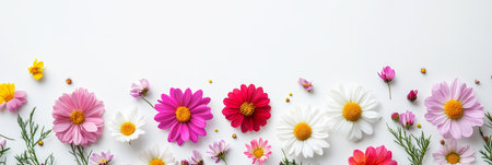 A stunning and vibrant floral arrangement showcasing a variety of beautiful flowers, making it the perfect choice for springthemed designs, decorations, or joyful celebrations throughout the seasonの素材