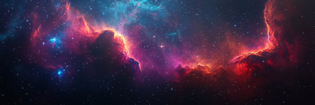 A breathtaking cosmic nebula that showcases a rich array of vibrant colors and captures celestial beauty perfectlyの素材