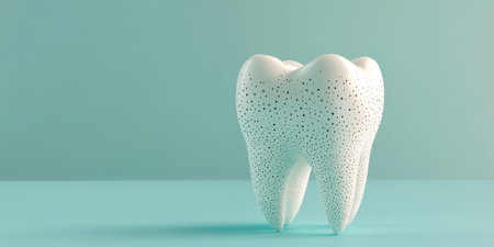 This is a highly detailed 3D model that showcases a decayed and unhealthy tooth, exhibiting a thick layer of plaque, which effectively highlights various dental issues and concernsの素材