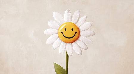 A joyful and vibrant flower featuring a smiling face, absolutely perfect for uplifting designs and cheerful themesの素材