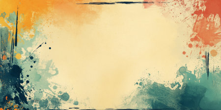 This vibrant abstract background features colorful splashes, offering space for text or graphics. Its perfect for creative projects, invitations, or social media posts, enhancing your visual ideasの素材