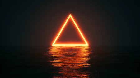 An abstract 3D triangular tunnel with a glowing effect is set within a dark, techinspired space. It features intricate patterns and emanates a captivating scifi atmosphere that draws you inの素材