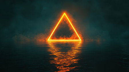 Explore a stunning triangular tunnel illuminated against a dark, techinspired backdrop, featuring glowing polygons and futuristic designs that create an immersive blend of creativity and technologyの素材