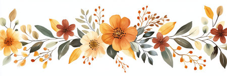 This beautiful autumn floral wreath features fall flowers, vibrant leaves, and wildflowers, making it perfect for invitations and card designs to add warmth to your seasonal celebrationsの素材