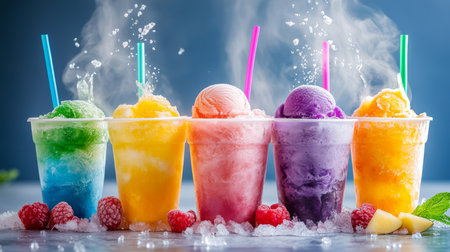 Delight in the vibrant and refreshing fruit ice cocktails that are simply perfect for enjoying wonderful summer fun spent with your friends and family during those warm, sunny, blissful daysの素材