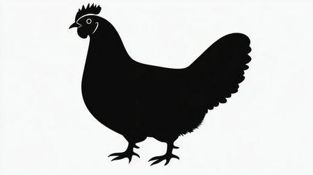 This is a minimalist silhouette of a chicken rooster, ideal for applications in agriculture, farming, or any poultryrelated creative designs. It features a sleek black icon representing a male birdの素材