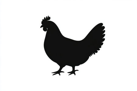 This black silhouette of a rooster is an excellent design for agricultural themes, farm logos, and poultryrelated art, enhancing food and nature illustrations with an attractive visual elementの素材