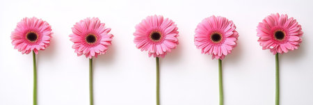 A vibrant bouquet of pink gerbera daisies showcases their exquisite blooms and delicate petals, making it an ideal choice for floral design for any memorable occasion or celebrationの素材
