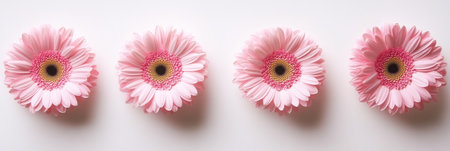 A stunning and detailed closeup view of beautiful pink gerbera daisies that effectively showcases their vibrant and colorful petals, making them ideal for various decor and floral design projectsの素材