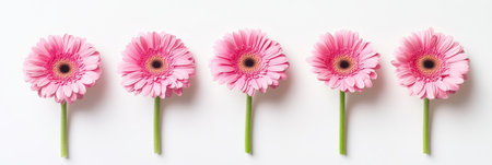 A truly stunning and breathtaking display of blooming pink gerbera daisies is arranged elegantly, making it perfect for showcasing the exquisite beauty of nature in all its glory and vibrancyの素材