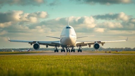 A cargo aircraft poised on the runway, emphasizing the essential role of air transport in global logistics and freight shippingの素材
