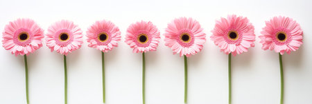 A vibrant arrangement of pink gerbera daisies highlights bright colors and delicate petals, perfect for floral design enthusiasts and nature lovers who appreciate beauty and eleganceの素材