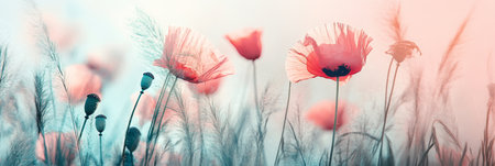 A dreamy watercolor illustration of pastel flowers, perfect for spring designs or modern decor. This artwork brings natures beauty indoors, creating a tranquil, lively atmosphereの素材