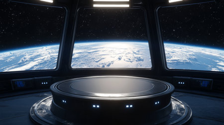Imagine a futuristic space station with a stunning view of Earth, perfect for thrilling space...