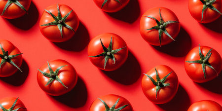 Discover vibrant, ripe organic tomatoes that are perfect for creating fresh salads and delicious vegetarian dishes. Enjoy the delightful taste of homegrown freshness this summer seasonの写真素材