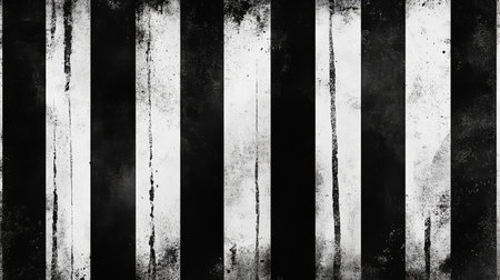 This design showcases a retroinspired grunge background, featuring bold and striking vertical black and white stripes, which is perfect for capturing the unique, edgy aestheticの写真素材