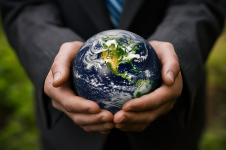 This image effectively symbolizes the crucial and essential role that policy, international agreements, and legislative action play in the ongoing fight against the serious issue of climate changeの素材