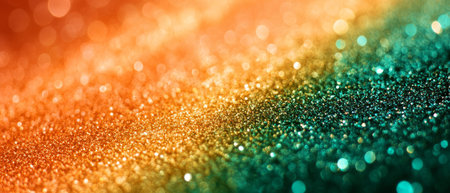 A shimmering gradient background blending warm orange and green hues, perfect for creative projects. The grainy texture adds depth, making it ideal for wallpapers and artistic designsの素材