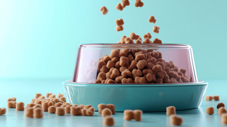 A delightful heap of crunchy dry dog food biscuits neatly arranged in a stylish bowl, perfect for your canines nutritious diet and ensuring their mealtime joy, making every bite countの素材