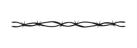 Barbed wire. Black barbwire, war or safety elements. Decorative borders design. Decorative Barbed Wire Border Graphic. Vector illustrationのイラスト素材