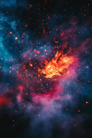 A stunning display of colorful fireworks illuminates the dark night sky, creating a vibrant spectacle filled with dynamic energy that leaves spectators in awe, celebrating the moment with joyの素材