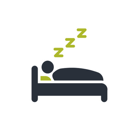 This stylish icon illustrates relaxation with a serene person sleeping on a cozy bed, symbolizing spa, wellness, and tranquility, embodying calmness and comfort in an inviting futureのイラスト素材