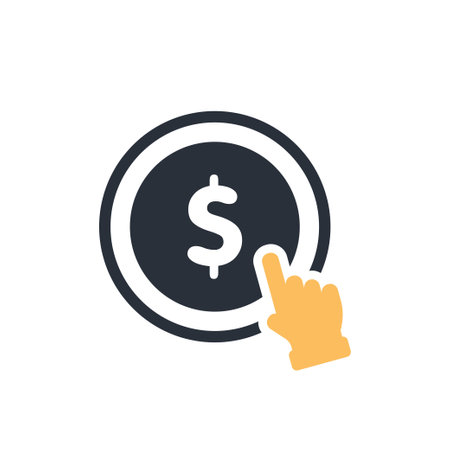 This solid vector icon effectively represents an innovative interactive clicktopay feature, symbolically illustrating digital transactions and instant payments specifically for ondemand servicesのイラスト素材