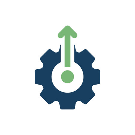 The vector icon effectively symbolizes strategy and growth through the combined imagery of a gear and an upward arrow, illustrating the importance of efficient planning to achieve successful outcomesのイラスト素材
