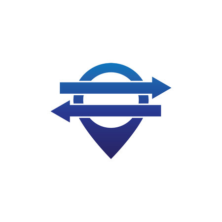 Vector illustration company logo with location and arrow iconのイラスト素材